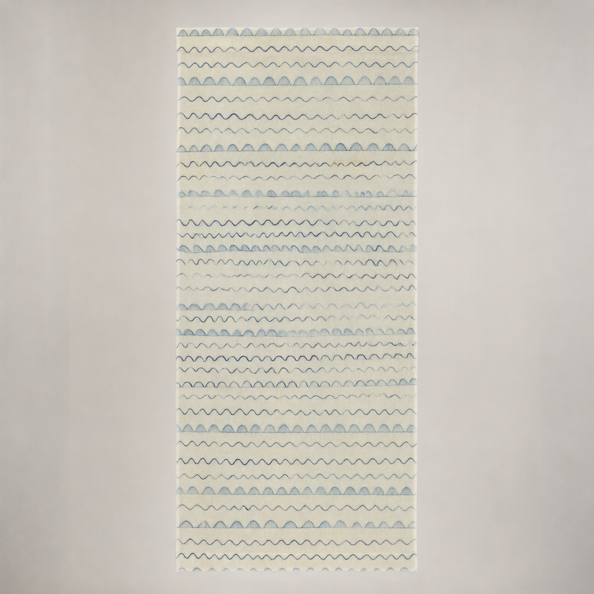 Tidal Wavy Stripe Velvet Curtain Panel — 48 × 108 in, Blue & Ivory; supplier product view 2.