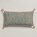 Meadow Floral Piped & Tasselled Cotton Lumbar Pillow Cover — 24 × 12 in, Sage & Peach; supplier product view 1.