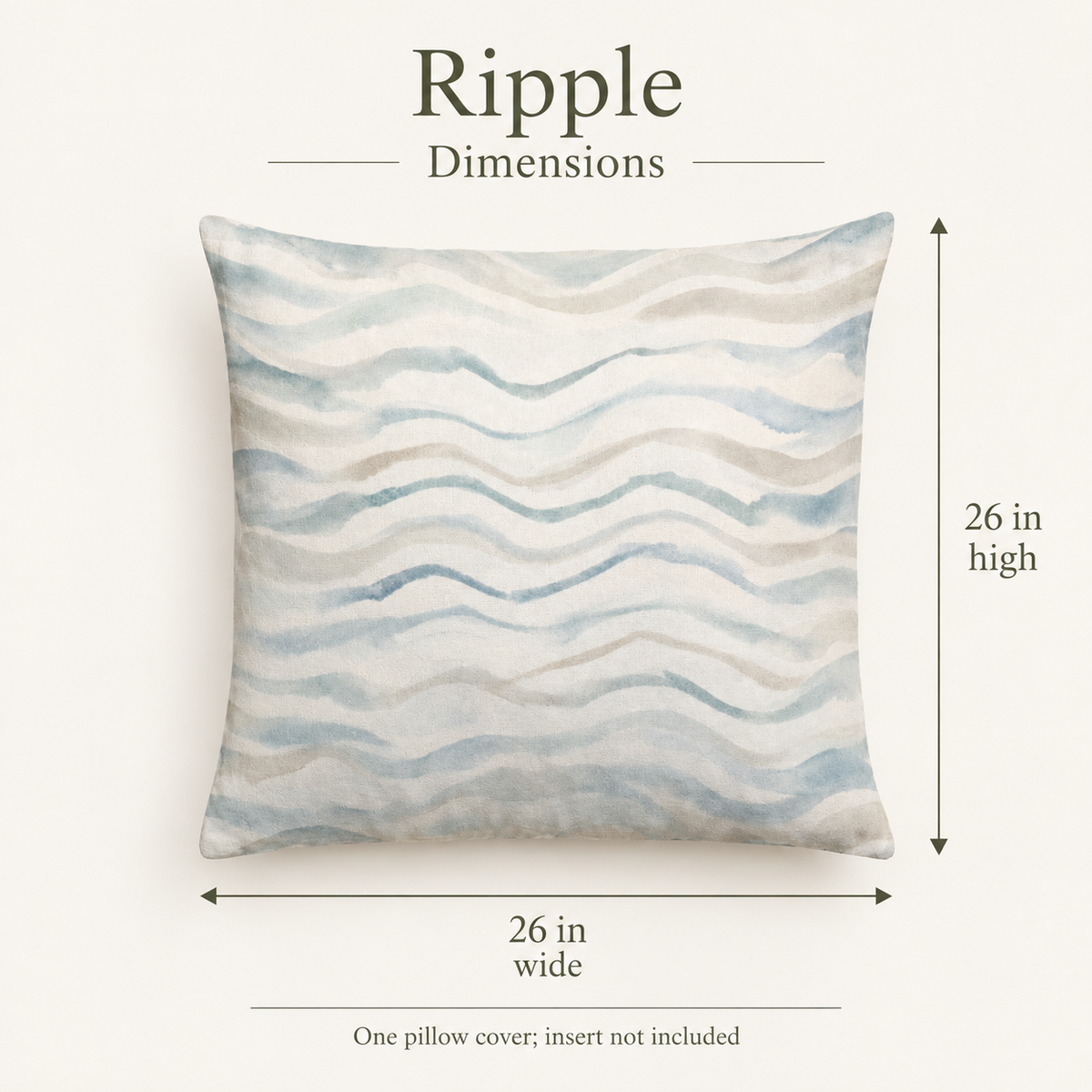 Ripple — 26 Everyday Cotton Square Cover; dimensions and inclusions.