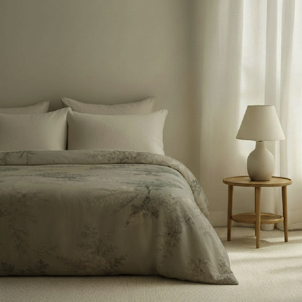 Fern Mist Botanical Cotton Duvet Cover — Twin / Twin XL, Mist & Sage; supplier product view 2.