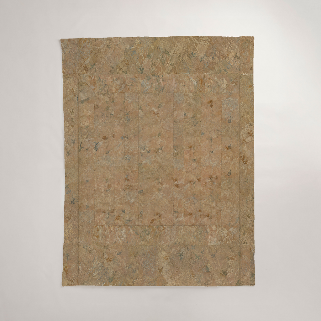 Ribbon Patinated Abstract Soft Linen Duvet Cover — Full / Queen, Antique Ochre & Slate; supplier product view 1.