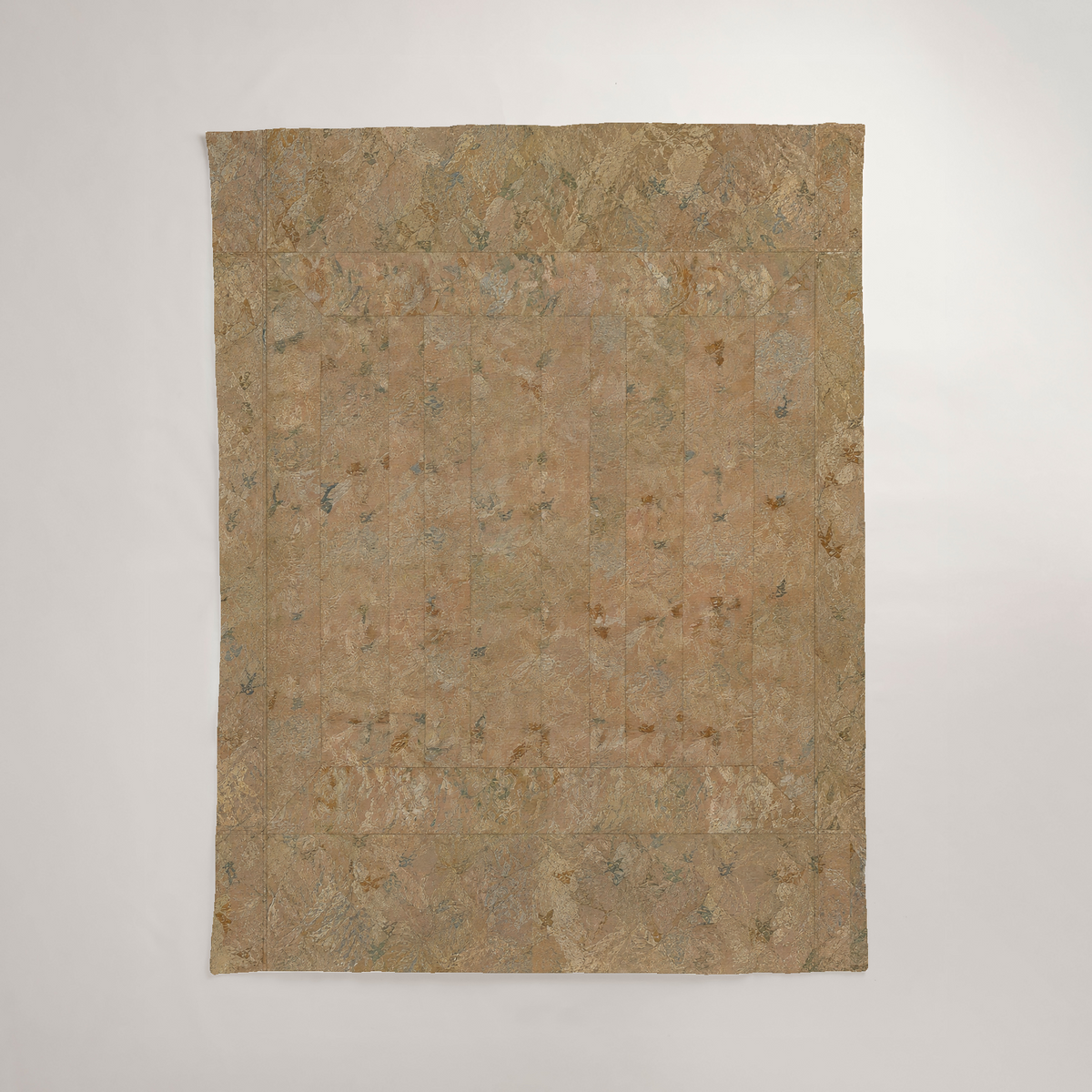 Ribbon Patinated Abstract Soft Linen Duvet Cover — Full / Queen, Antique Ochre & Slate; supplier product view 1.