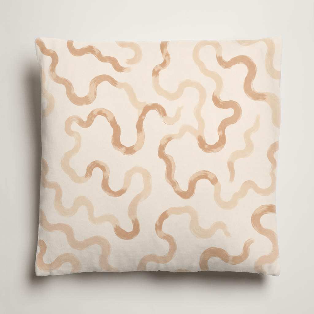 Dune Abstract Floor Pillow Cover — 36 in Square, Camel & Chalk; supplier product view 1.