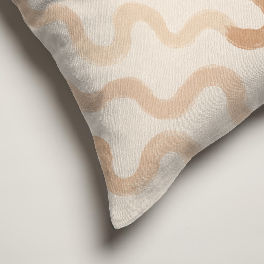Dune Abstract Floor Pillow Cover — 36 in Square, Camel & Chalk; supplier product view 2.