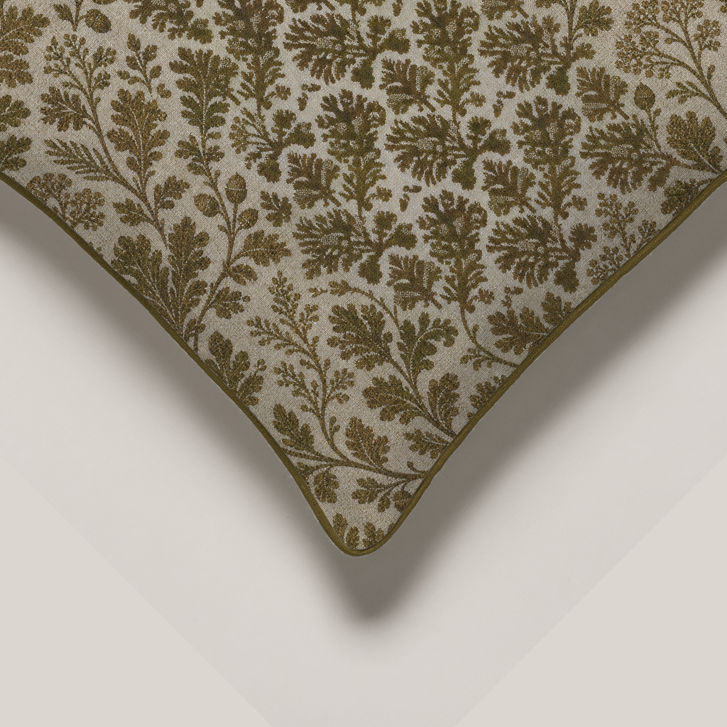 Cypres Botanical Piped Soft Linen Floor Pillow Cover — 36 in Square, Moss & Chalk; supplier product view 2.