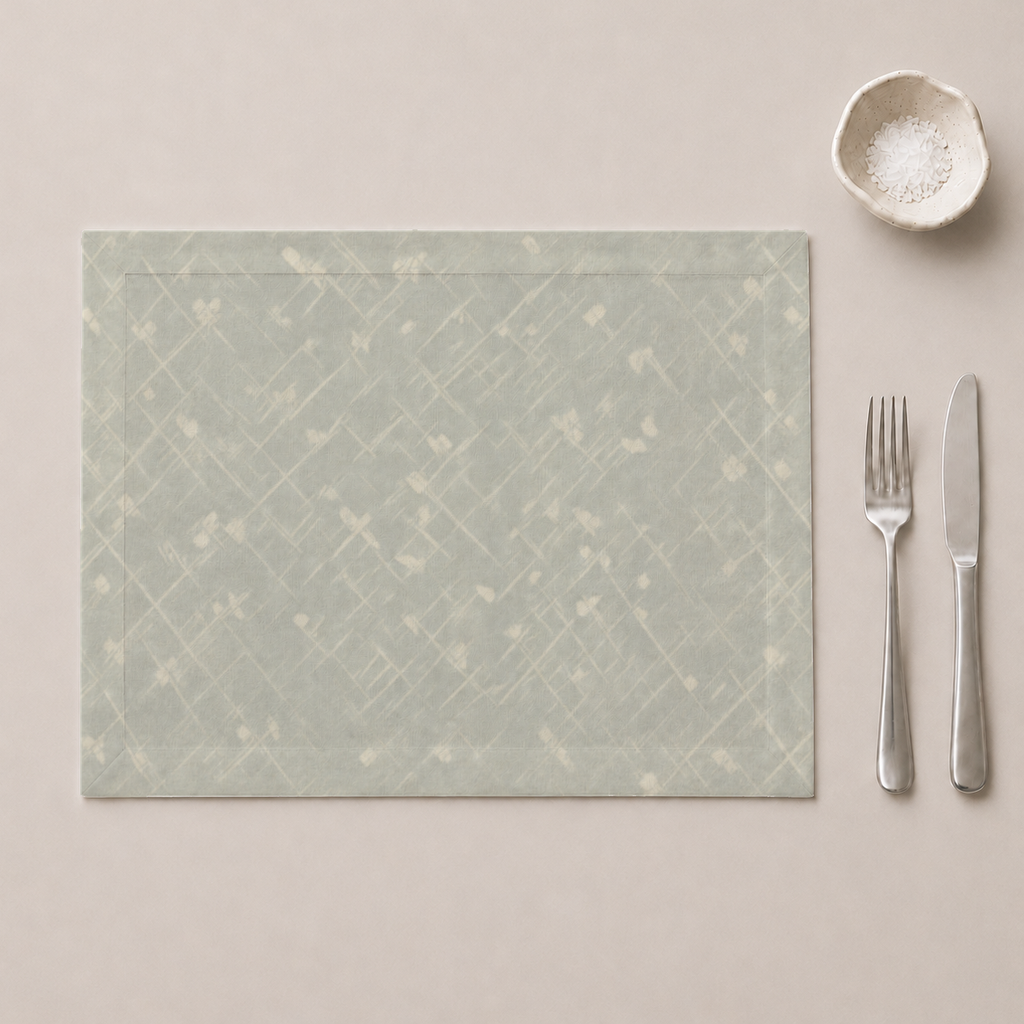 Trellis Geometric Cotton Placemat — 12 × 18 in, Sage & Ivory; supplier product view 4.