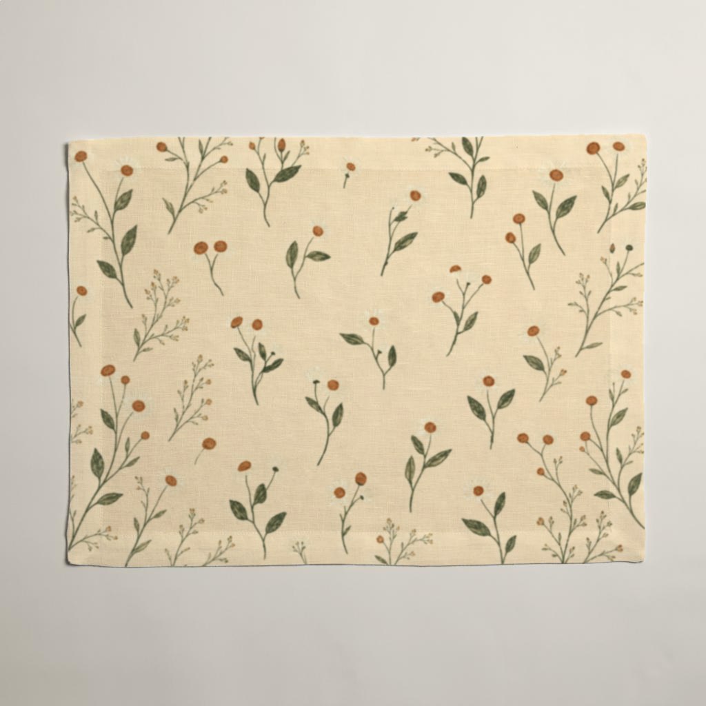 Aurelia Botanical Micro-Flange Linen Placemats — 14 × 19 in, Set of 4; supplier product view 1.