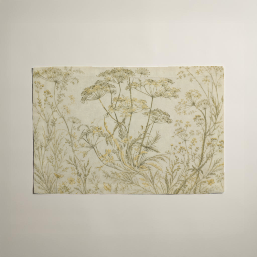 Fennel Botanical Piped Cotton Placemats — 12 × 18 in, Set of 4; supplier product view 1.