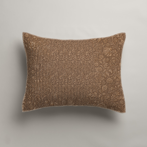 Camellia Botanical Cotton Voile Quilted Sham — Standard, Tobacco & Ochre; supplier product view 1.