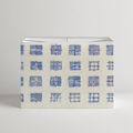 Vesper Painted Check Rectangular Lampshade — 7 × 14 × 10 in, Blue & Ivory; supplier product view 1.