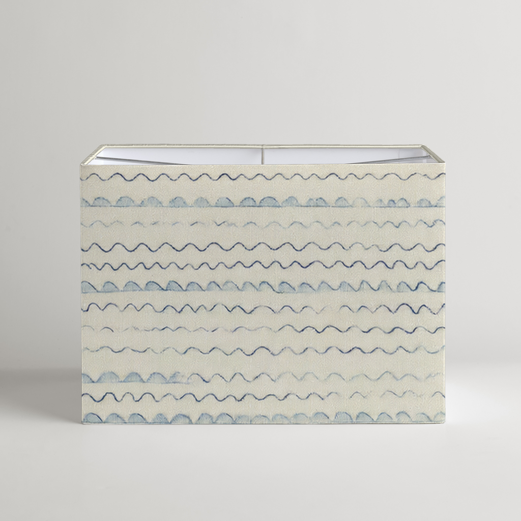 Tidal Waved Rectangular Lampshade — 9 × 14 × 10 in, Blue & Ivory; supplier product view 1.