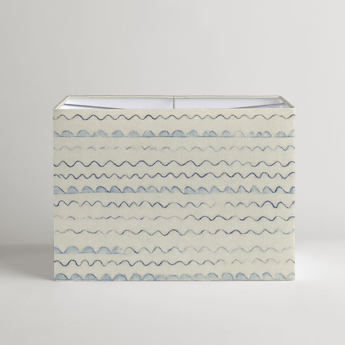 Tidal Waved Rectangular Lampshade — 9 × 14 × 10 in, Blue & Ivory; supplier product view 1.