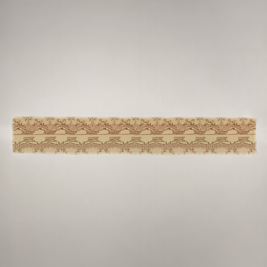 Bistro Scenic Cotton Long Table Runner — 18 × 120 in, Terracotta & Cream; supplier product view 1.
