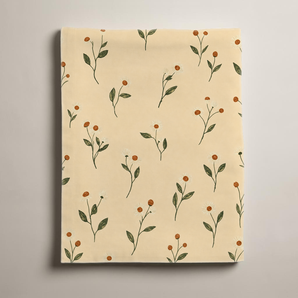 Aurelia Botanical Cotton Tablecloth — 41 in Square, Butter & Olive; supplier product view 2.