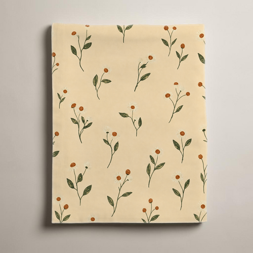 Aurelia Botanical Cotton Tablecloth — 41 in Square, Butter & Olive; supplier product view 2.