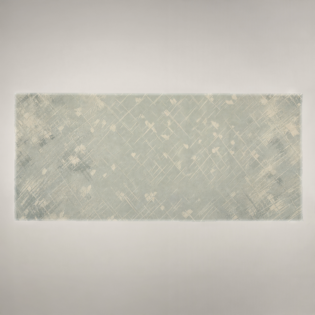 Trellis Painted Geometry Linen Tablecloth — 52 in Square, Sage & Ivory; supplier product view 1.