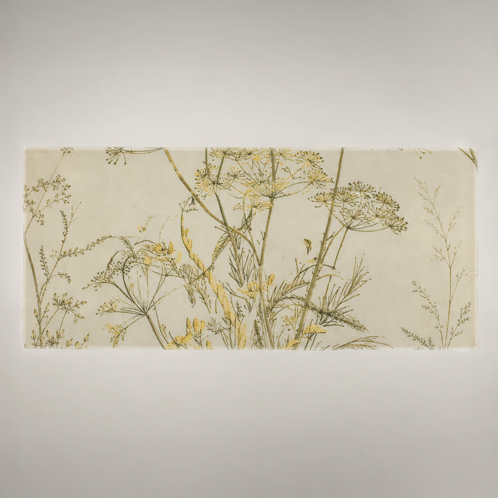 Fennel Botanical Cotton Sateen Tablecloth — 52 × 70 in, Olive & Butter; supplier product view 1.