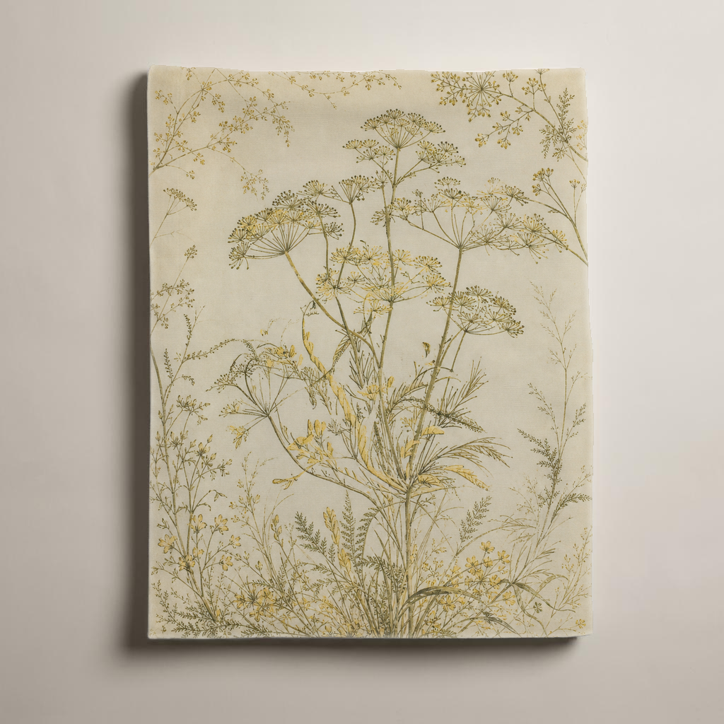 Fennel Botanical Cotton Sateen Tablecloth — 52 × 70 in, Olive & Butter; supplier product view 2.