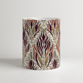 Ember Flame Botanical Tall Drum Lampshade — 12 in Diameter × 14 in High, Burgundy & Antique Gold; supplier product view 1.