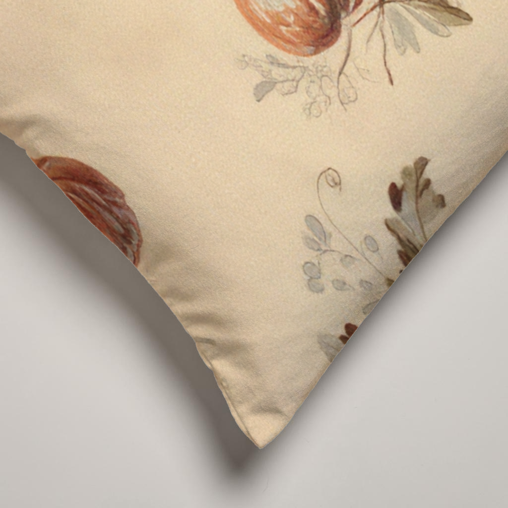 Citrouille Pumpkin Botanical Velvet Lumbar Pillow Cover — Terracotta & Parchment; alternate product view 2. Pillow cover only; insert not included.