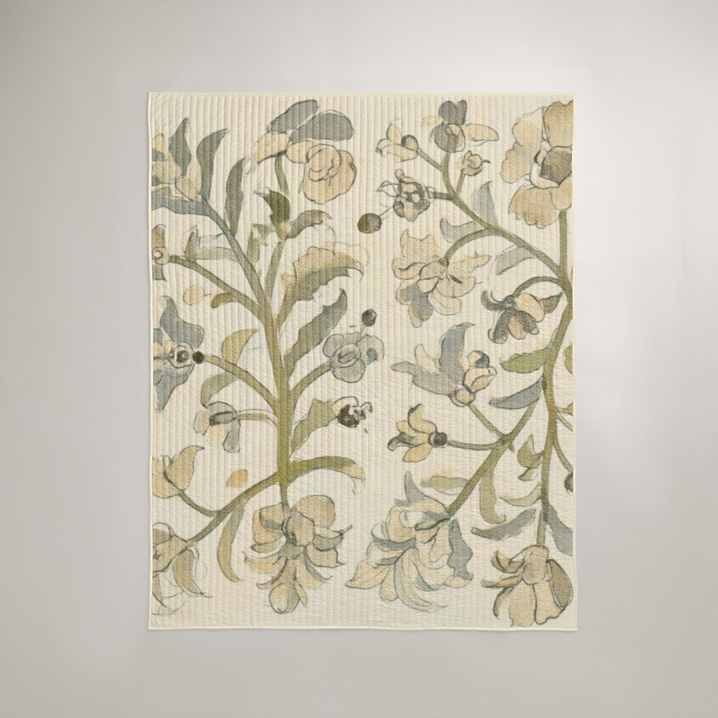 Arbor Botanical Organic Cotton Quilt — Olive & Stone; digital product preview