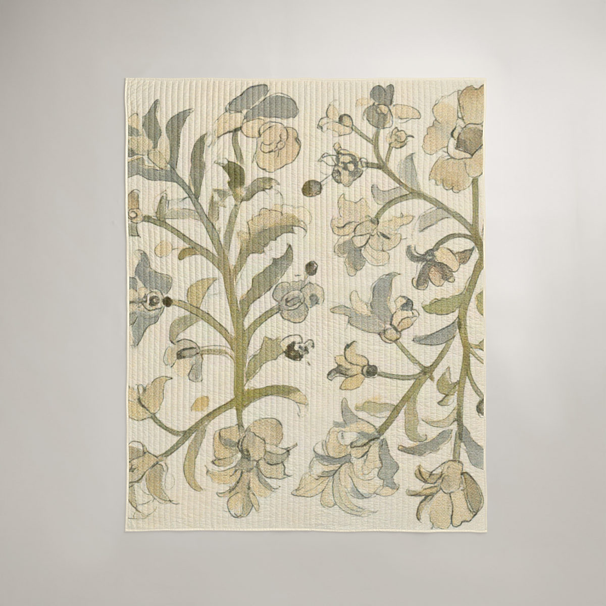 Arbor Botanical Organic Cotton Quilt — Olive & Stone; digital product preview