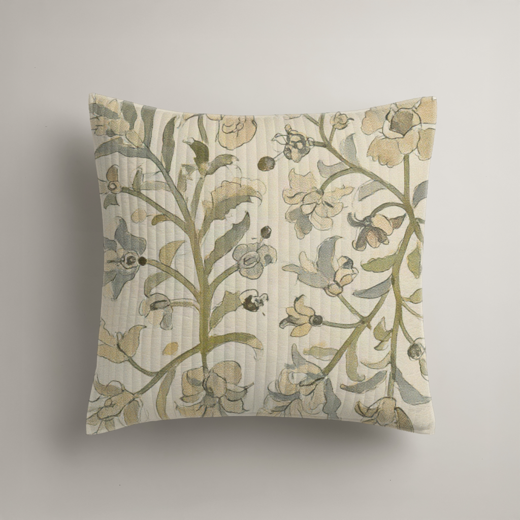 Arbor Botanical Organic Cotton Euro Sham — Olive & Stone; digital product preview
