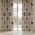 Aster Floral Everyday Cotton Curtain Panel — Aubergine & Oat; digital product preview