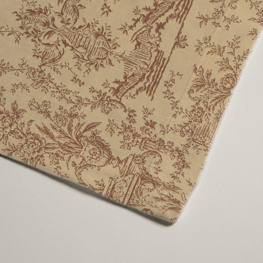 Bistro Scenic Linen Dinner Napkins — Terracotta & Cream; alternate product view 3 of 3, digital preview.