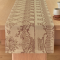 Bistro Scenic Linen Table Runner — Terracotta & Cream; digital product preview