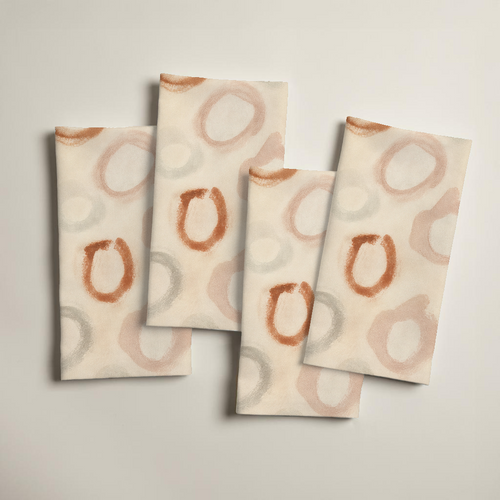 Caldera Abstract Linen Dinner Napkins — Rust & Parchment; digital product preview