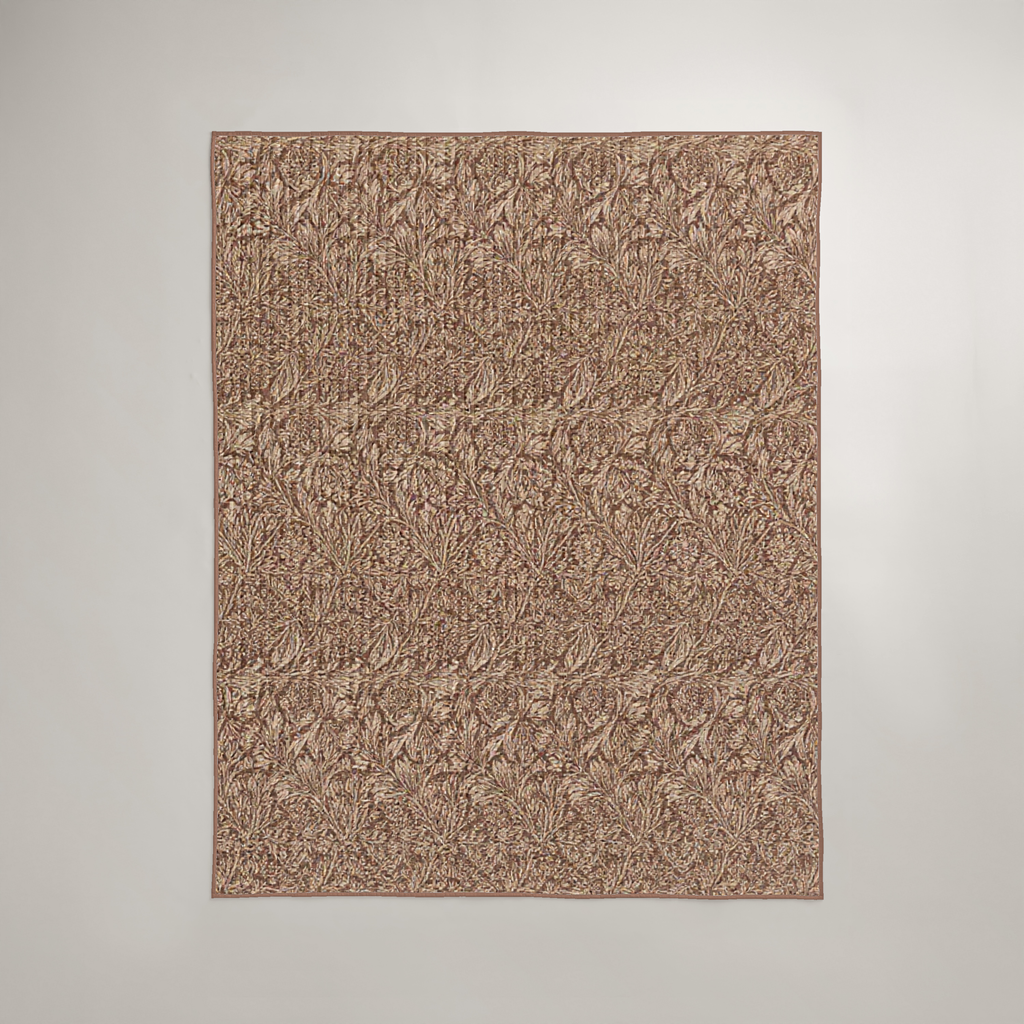 Camellia Floral Organic Cotton Quilt — Chocolate & Ivory; digital product preview