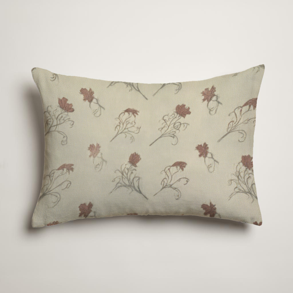 Carmine Floral Velvet Lumbar Pillow Cover — Burgundy & Flax; clean-edge pillow cover shown with a styling insert, which is not included.