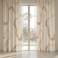 Dune Abstract Everyday Cotton Curtain Panel — Camel & Chalk; digital product preview