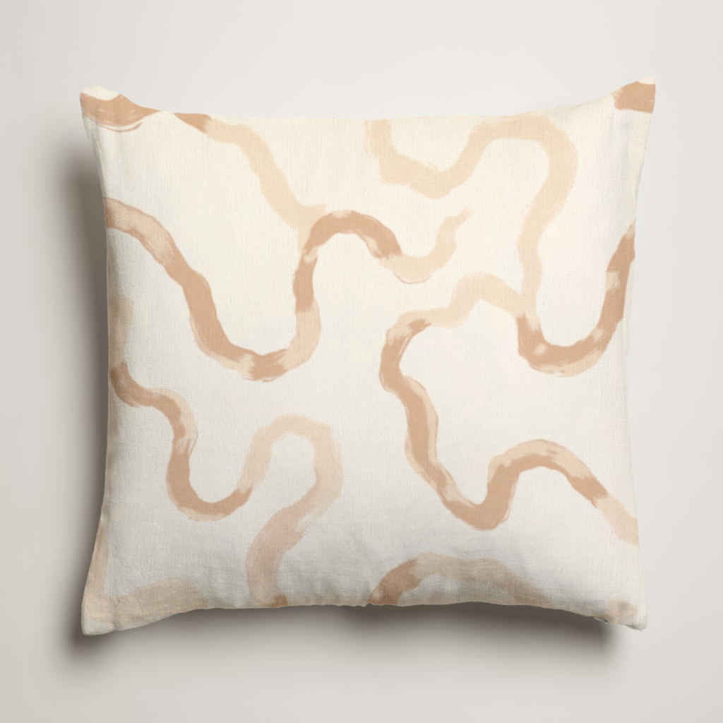 Dune Abstract Soft Linen Pillow Cover — Camel & Chalk; clean-edge pillow cover shown with a styling insert, which is not included.