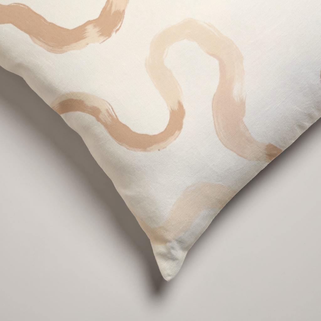 Dune Abstract Soft Linen Pillow Cover — Camel & Chalk; alternate product view 2 of 2, digital preview.