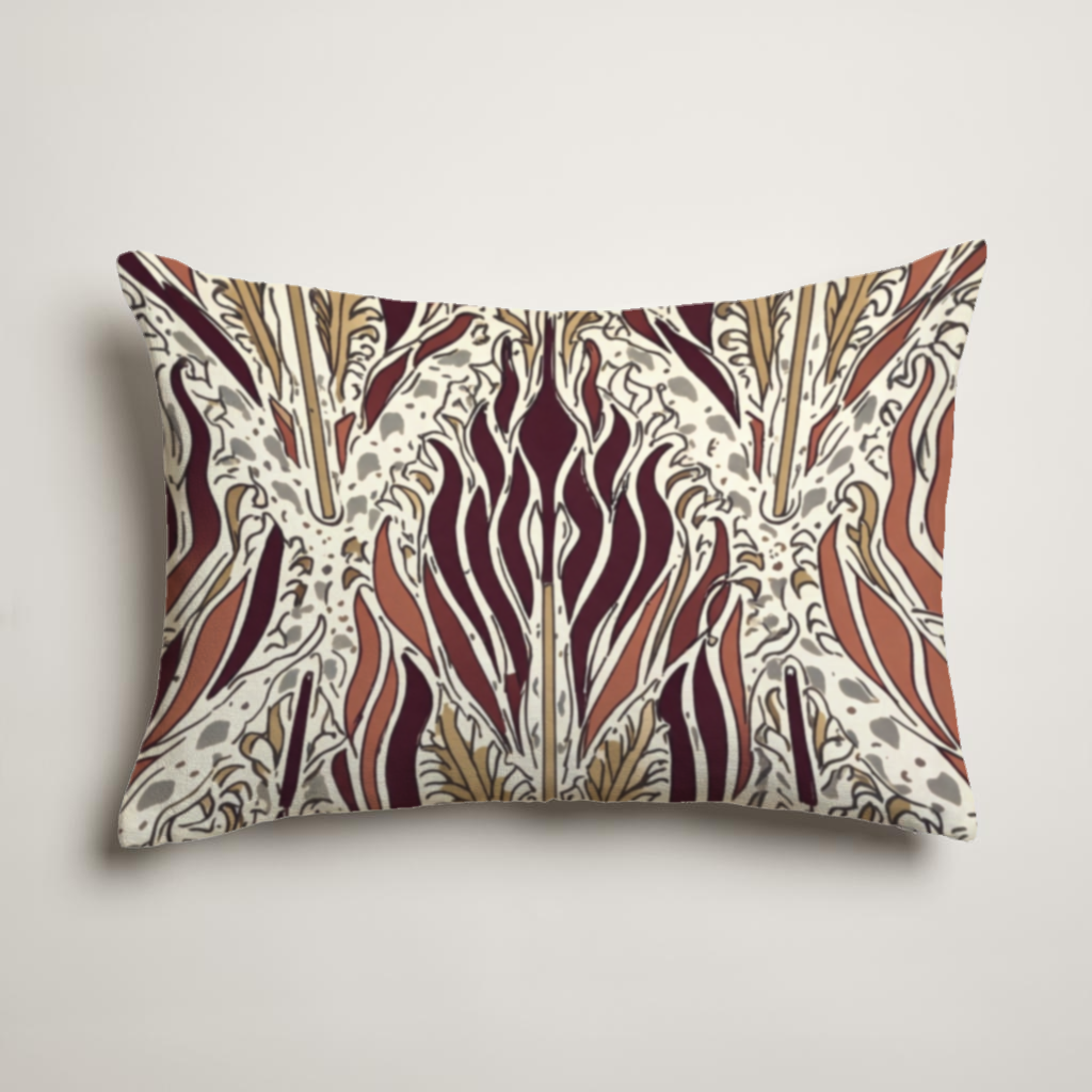 Ember Flame Velvet Lumbar Cover — Burgundy & Antique Gold; clean-edge pillow cover shown with a styling insert, which is not included.