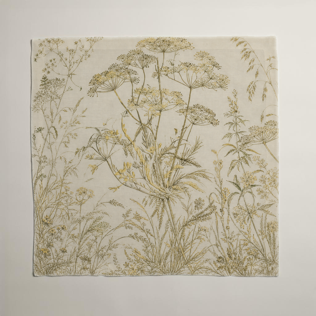 Fennel Botanical Linen Dinner Napkins — Olive & Butter; alternate product view 1 of 3, digital preview.