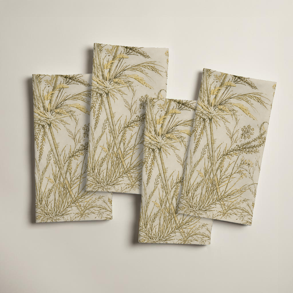 Fennel Botanical Linen Dinner Napkins — Olive & Butter; digital product preview