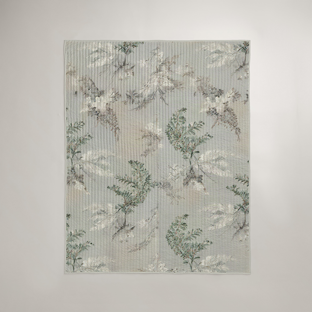 Fern Mist Botanical Organic Cotton Quilt — Sage & Chalk; digital product preview