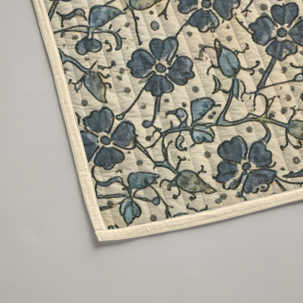 Indigo Petal Floral Organic Cotton Quilt — Indigo & Cream; alternate product view 2 of 2, digital preview.