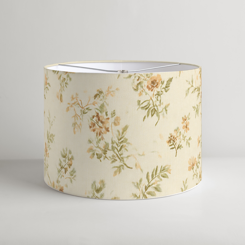 Jardin Floral Drum Lampshade — Moss & Cream; digital product preview