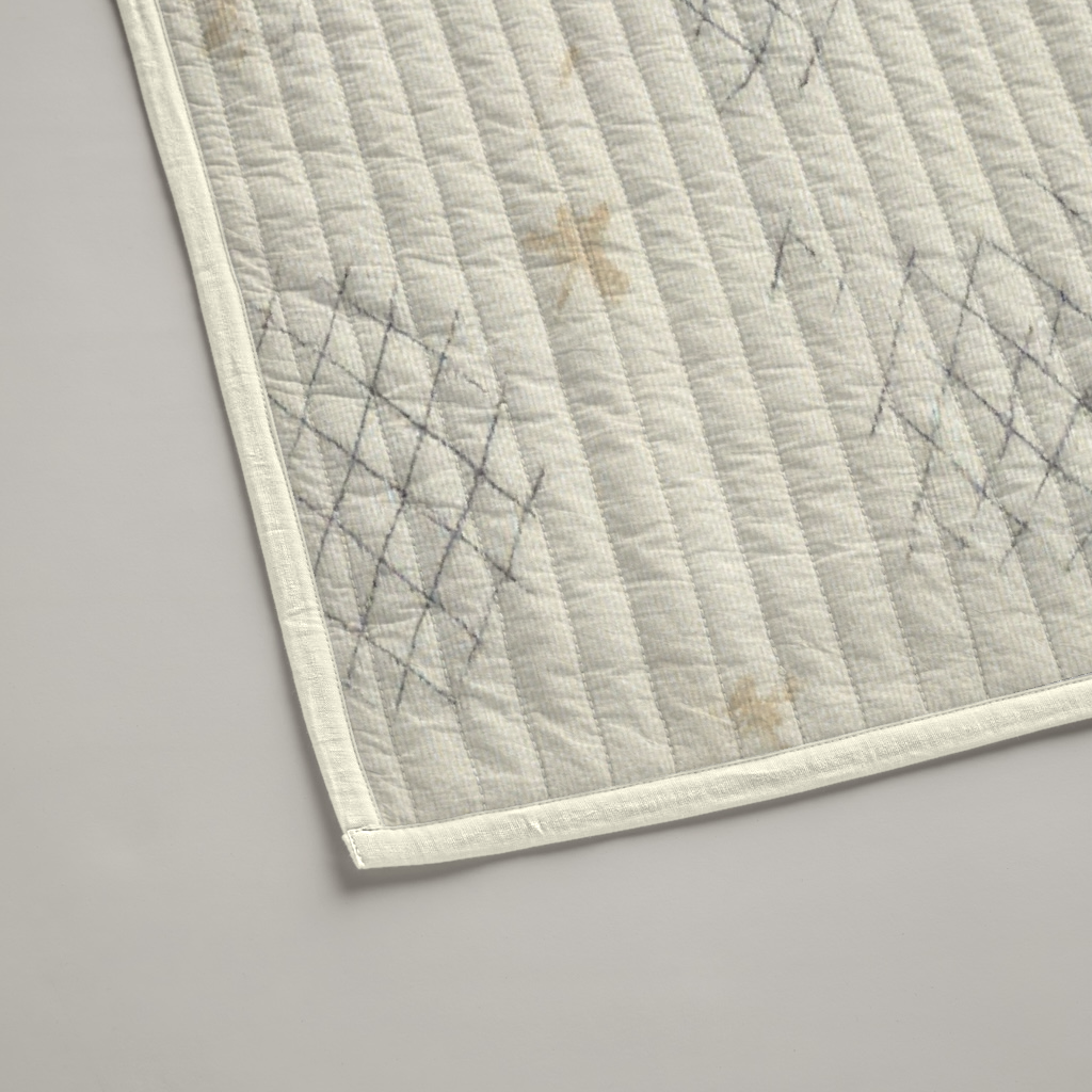 Lattice Geometric Organic Cotton Quilt — Oat & Graphite; alternate product view 2 of 2, digital preview.