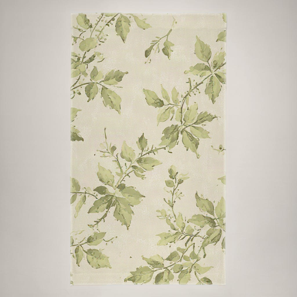 Laurel Botanical Everyday Cotton Curtain Panel — Forest & Ecru; alternate product view 2 of 2, digital preview.