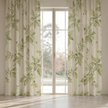Laurel Botanical Everyday Cotton Curtain Panel — Forest & Ecru; digital product preview