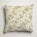 Laurel Botanical Soft Linen Pillow Cover — Forest & Ecru; clean-edge pillow cover shown with a styling insert, which is not included.