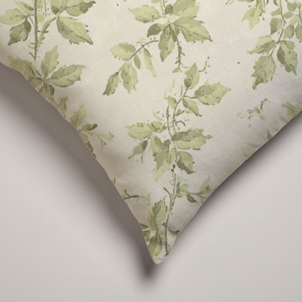 Laurel Botanical Soft Linen Pillow Cover — Forest & Ecru; alternate product view 2 of 2, digital preview.