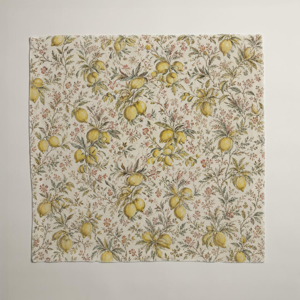 Lemon Grove Botanical Linen Dinner Napkins — Citron & Olive; alternate product view 1 of 3, digital preview.