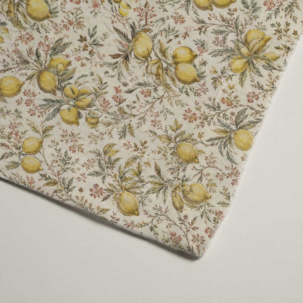 Lemon Grove Botanical Linen Dinner Napkins — Citron & Olive; alternate product view 3 of 3, digital preview.