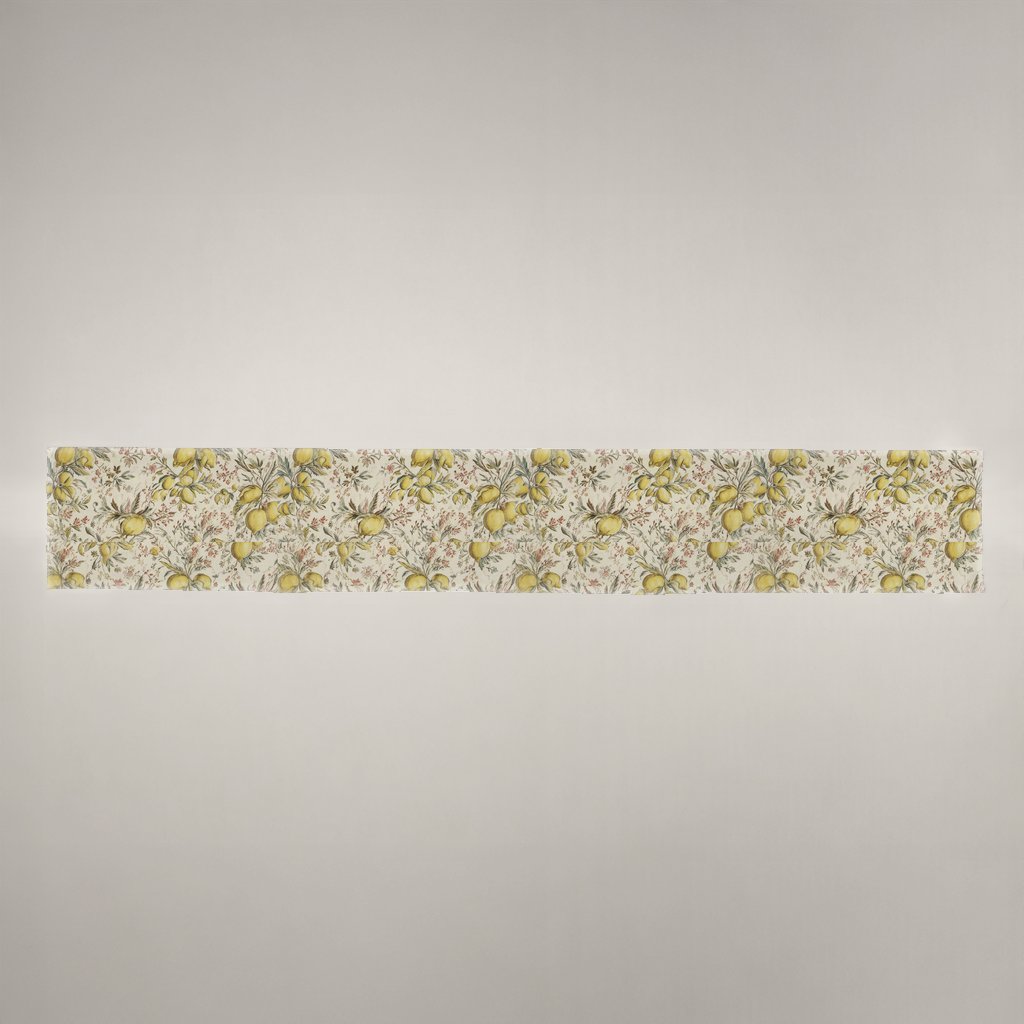 Lemon Grove Botanical Linen Table Runner — Citron & Olive; alternate product view 1 of 3, digital preview.
